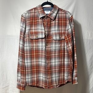 Old Navy Rust, Cream & Black Plaid Button Shirt